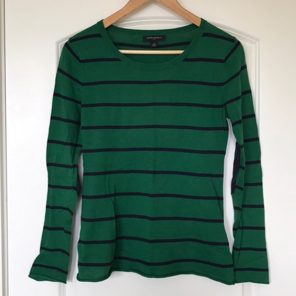 Banana Republic Sweaters - Banana Republic Green & Navy Striped Sweater